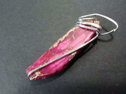Pink imperial jasper neck pendant