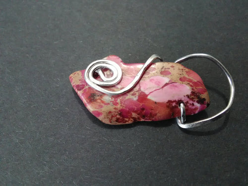 pink imperial jasper stone pendant