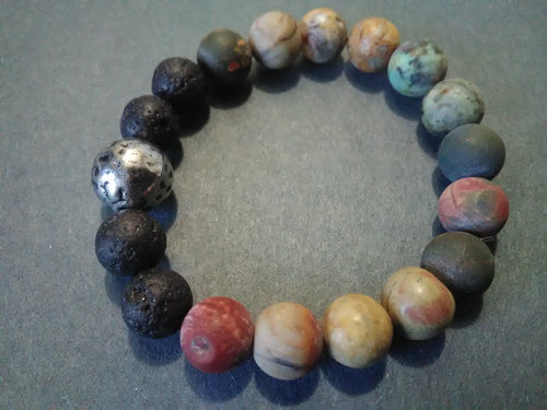 lava bracelet+ picasso jasper+africa turq.+agate