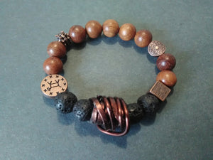 lava bracelet+wire wrap+wood