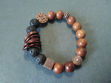 lava bracelet+wire wrap+wood