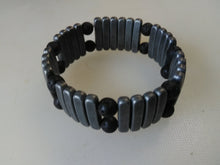 pewter punk spiked lava stone cuff bracelet