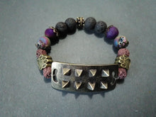 steam punk zen pup lava bracelet/ purple +rainbow druzy
