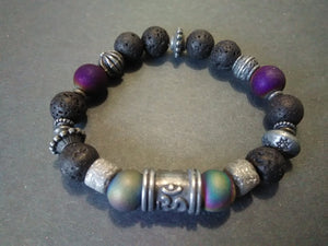 steam punk lava & pewter bracelet + druzy quartz