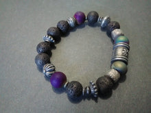 steam punk lava & pewter bracelet + druzy quartz