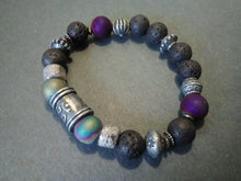 steam punk lava & pewter bracelet + druzy quartz