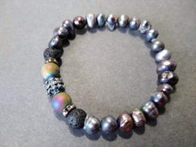 fresh water pearl druzy quartz & lava bracelet