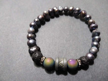 fresh water pearl and druzy lava bracelet