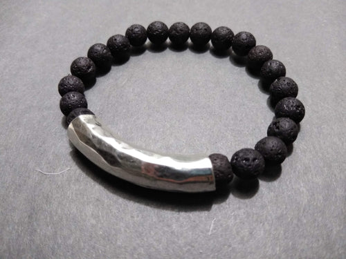 lava bracelet with pewter