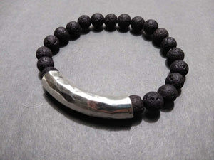lava bracelet with pewter