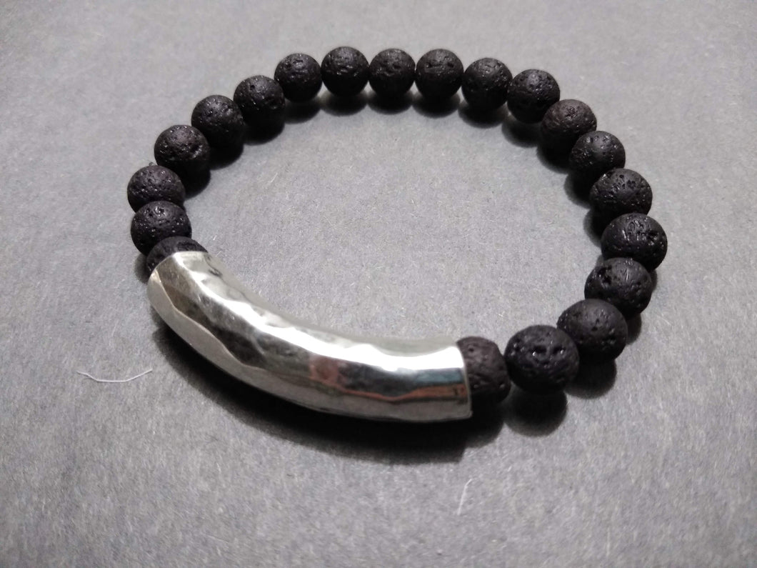 lava bracelet with pewter