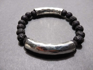 lava bracelet with pewter