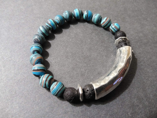 lava bracelet with malachite