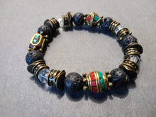 lava bracelet with antique brass beads