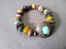 copper and glass with lava bracelet