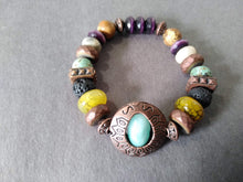 copper and glass with lava bracelet