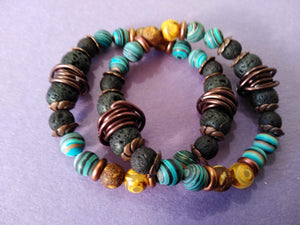 malachite and lava bracelet