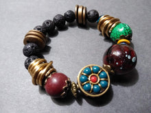 antique brass turkish stone lava bracelet