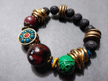 antique brass turkish stone lava bracelet