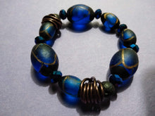 royal blue glass and lava bracelet