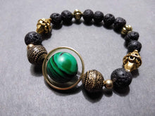 malachite+ceramic inlay stone lava bracelet