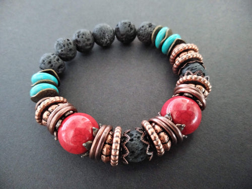 howlite/brass lava bracelet