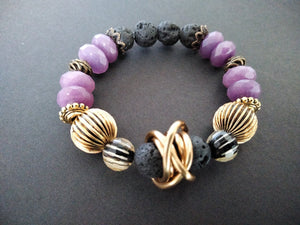 lava bracelet + purple  jade