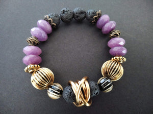 lava bracelet + purple  jade