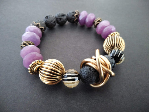 lava bracelet + purple  jade