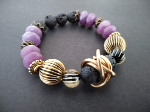 lava bracelet + purple  jade