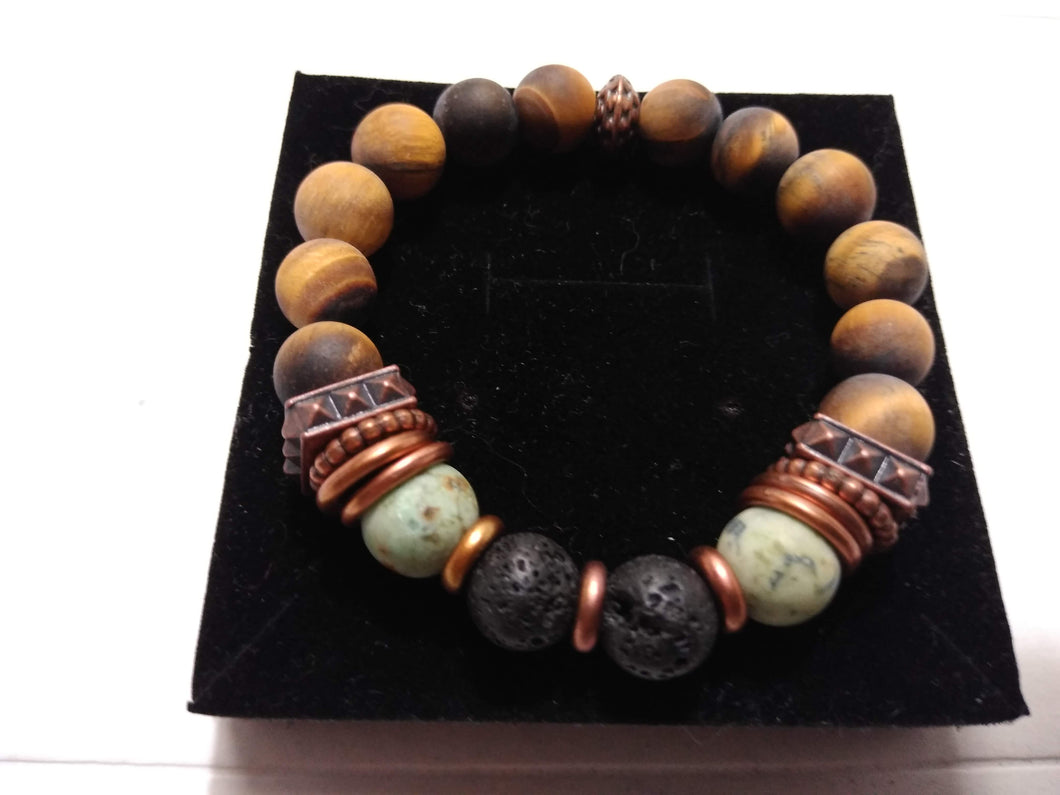 matte tigers eye lava bracelet