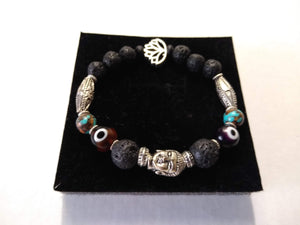 lotus and buddha  lava bracelet with hamsa eye