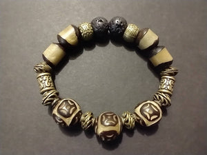 bodhi beads/ brass/ lava