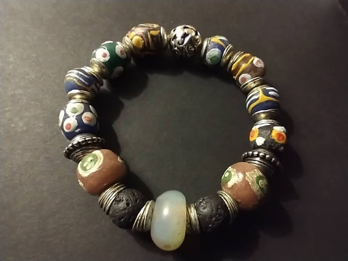 glass-hand painted kenya /lava/ethiopian moonstone