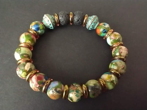 recycled glass /lava/patina