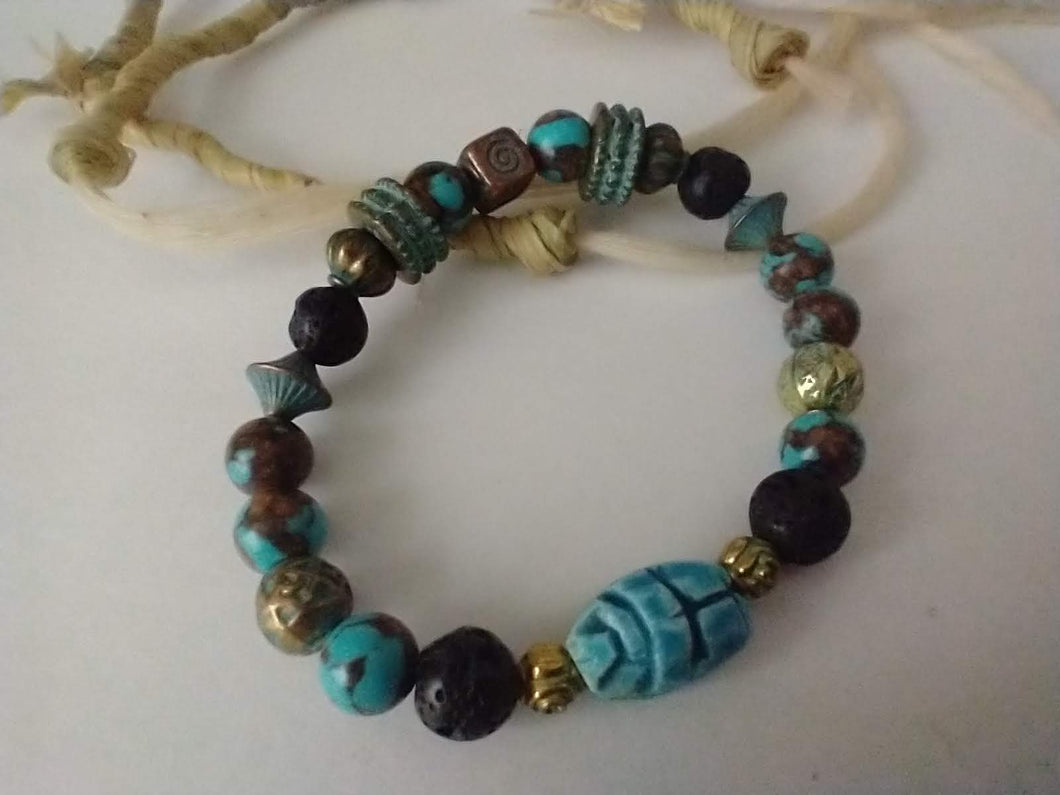 egyptian scarab  /jasper /patina