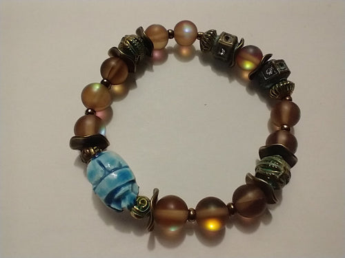 egyptian scarab /patina / ab glass