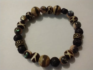 agate /albalone rosewood beads /lava
